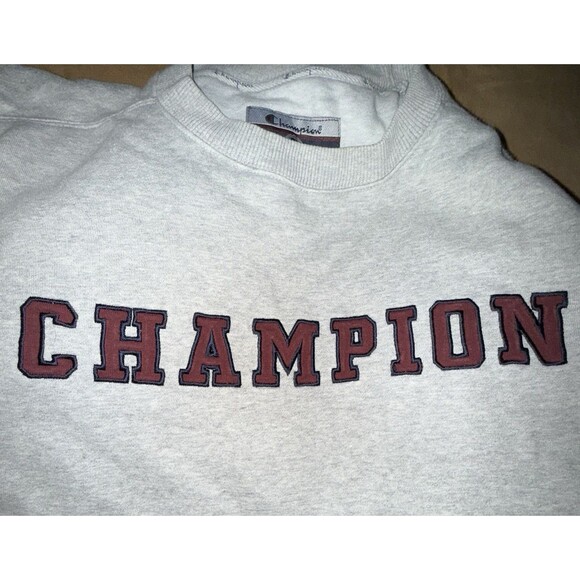 Champion Gray Reverse Weave Crewneck Sweatshirt men XL Embroidered Spellout Logo - Picture 5 of 5